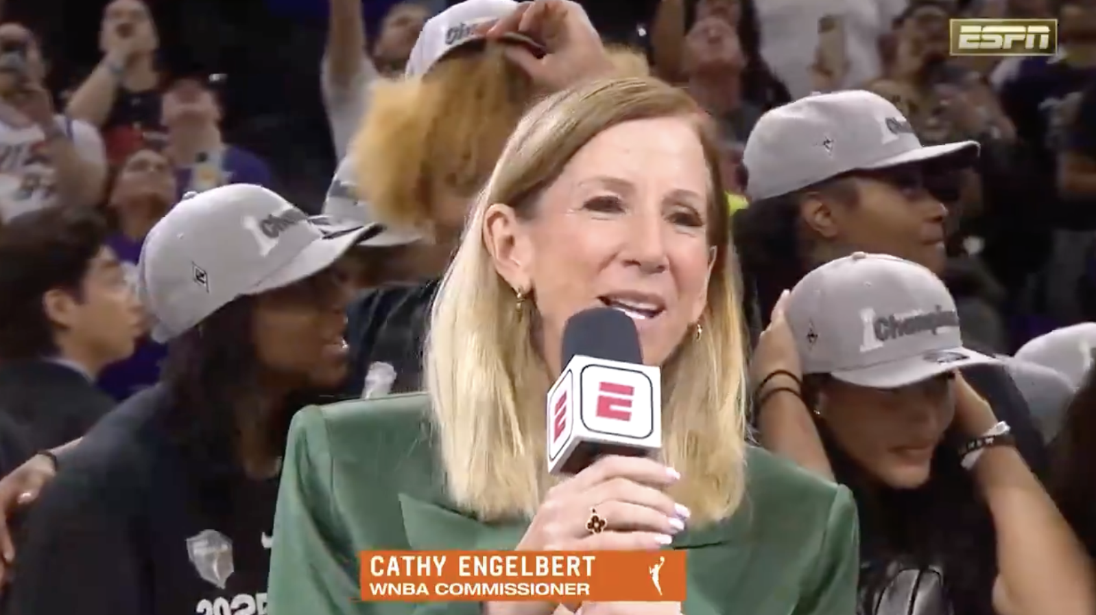 ESPN tries, fails to censor fan flipping off Cathy Engelbert