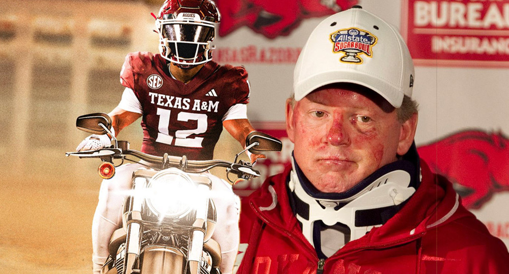 Texas A&M trolls Bobby Petrino with motorcycle graphic after beating Arkansas
