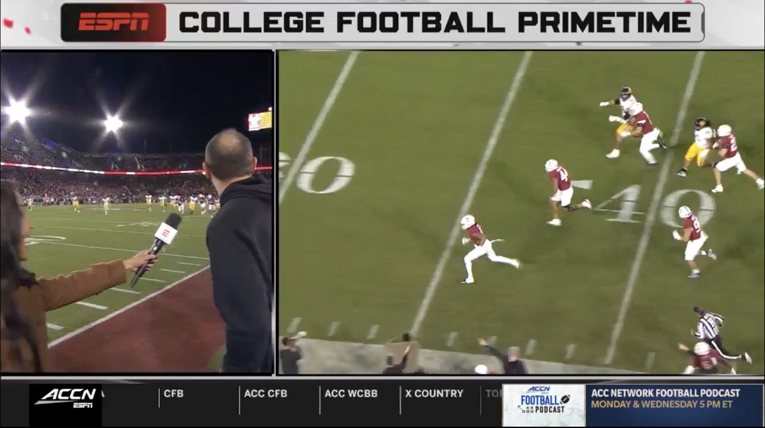 Andrew Luck leaves live interview to celebrate Stanford TD