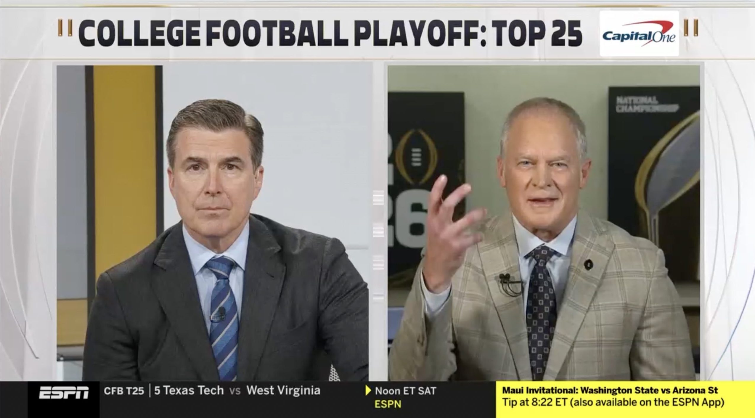 CFP chair Hunter Yurachek makes 6-7 joke on ESPN rankings reveal show