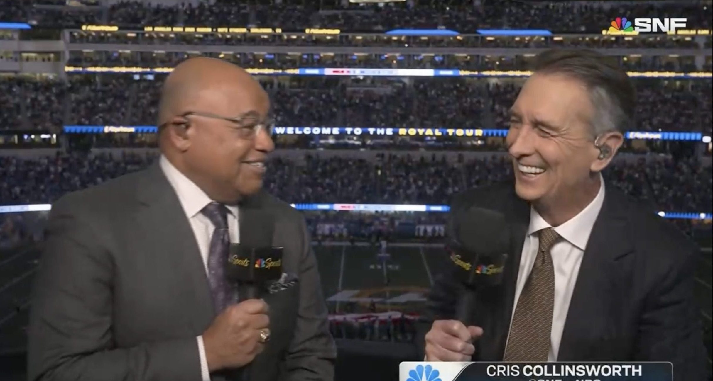 Cris Collinsworth slides into the 500th broadcast of his NFL career. Photo Credit: NBC