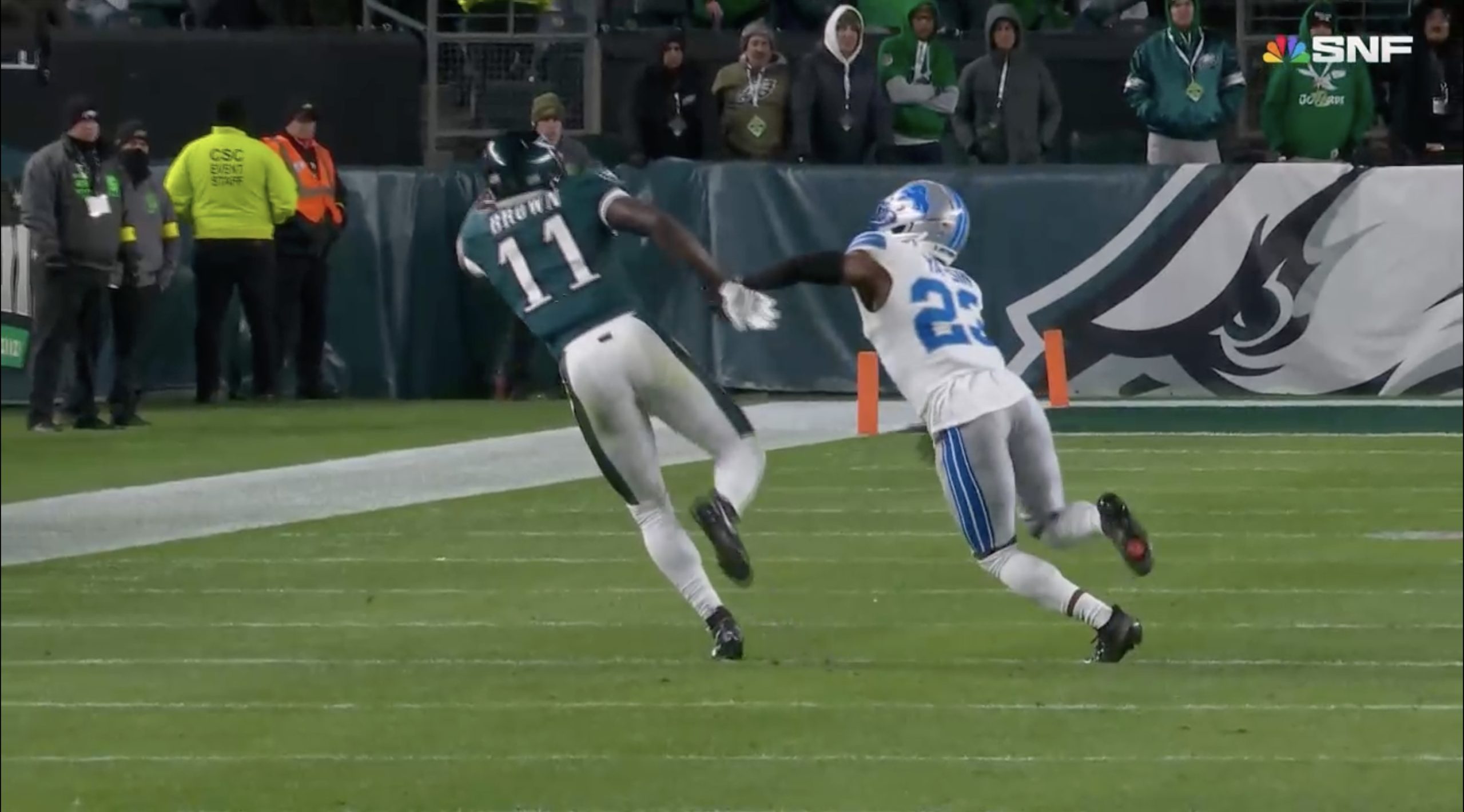 A pass interference in the Lions-Eagles Sunday Night Football game left NBC color commentator Cris Collinsworth disgusted. Photo Credit: NBC