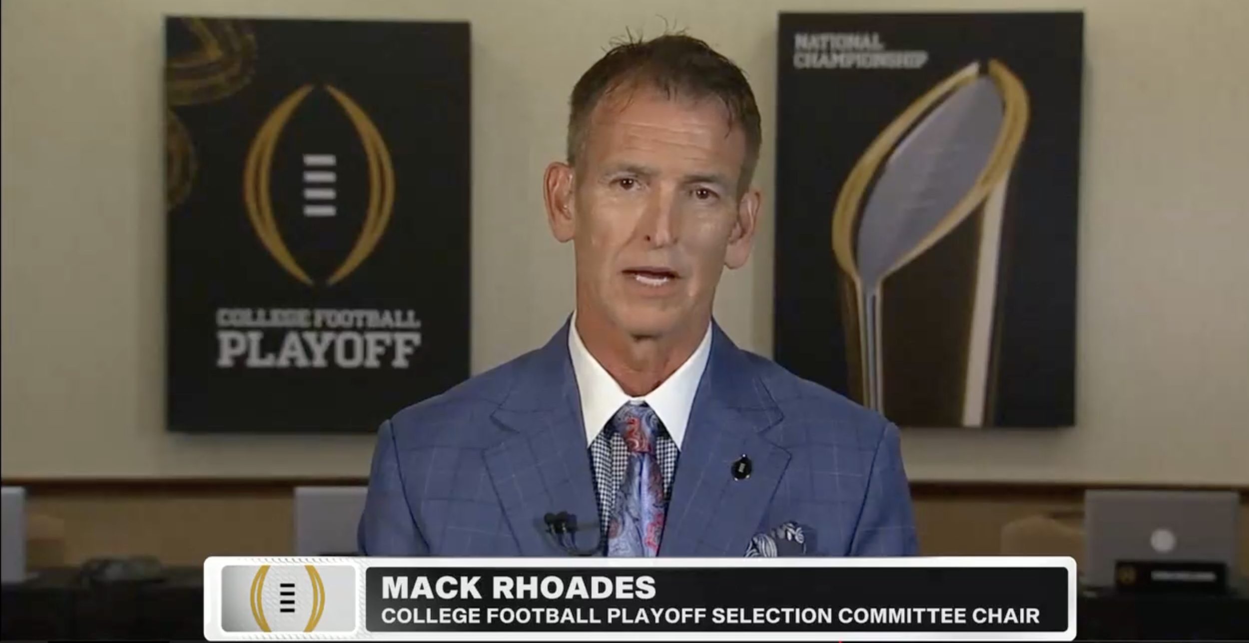 CFP chair Mack Rhoades jokes about helping ESPN with ratings with ‘GameDay’ matchup