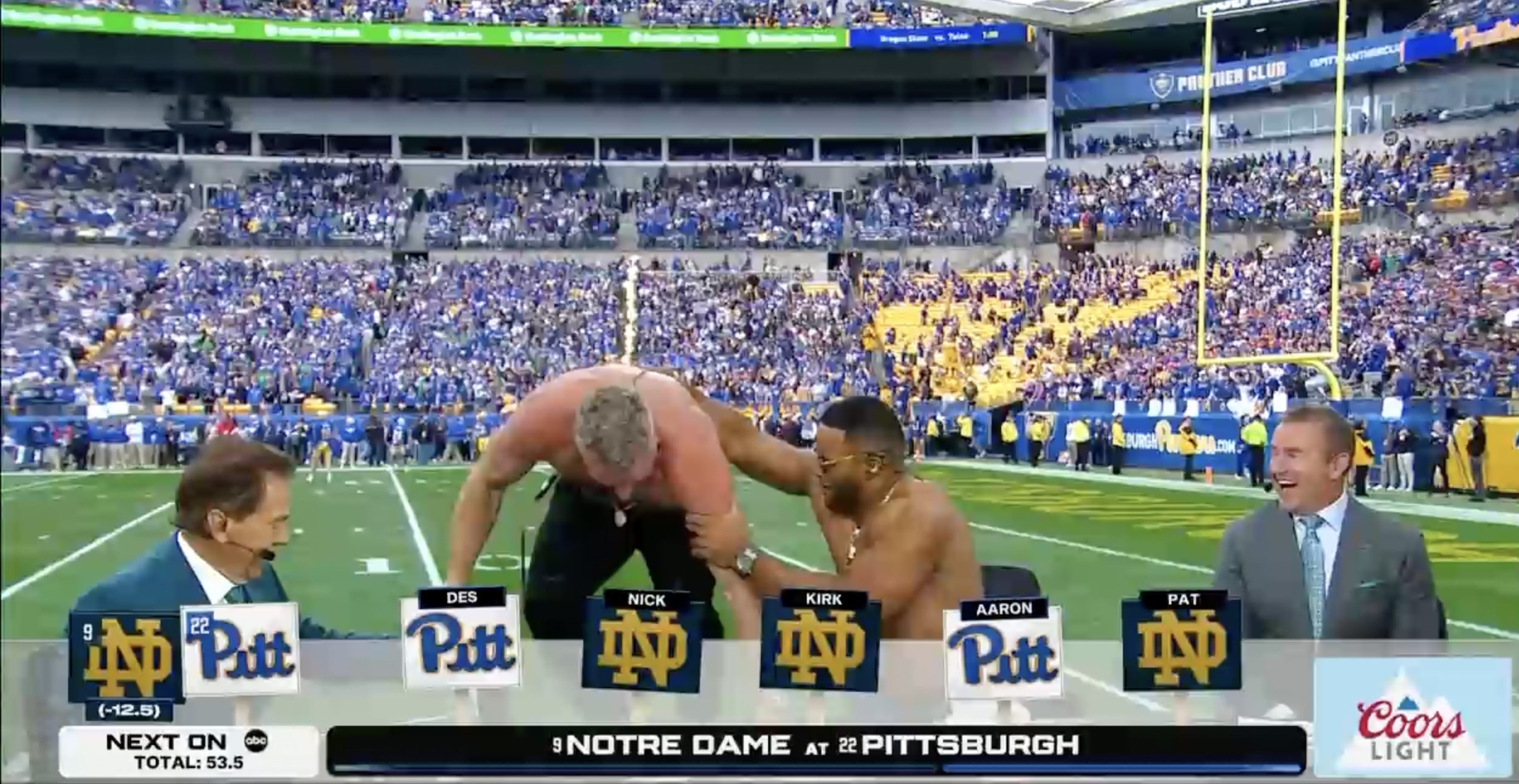 Aaron Donald shoves Pat McAfee off ‘College GameDay’ set after Notre Dame pick