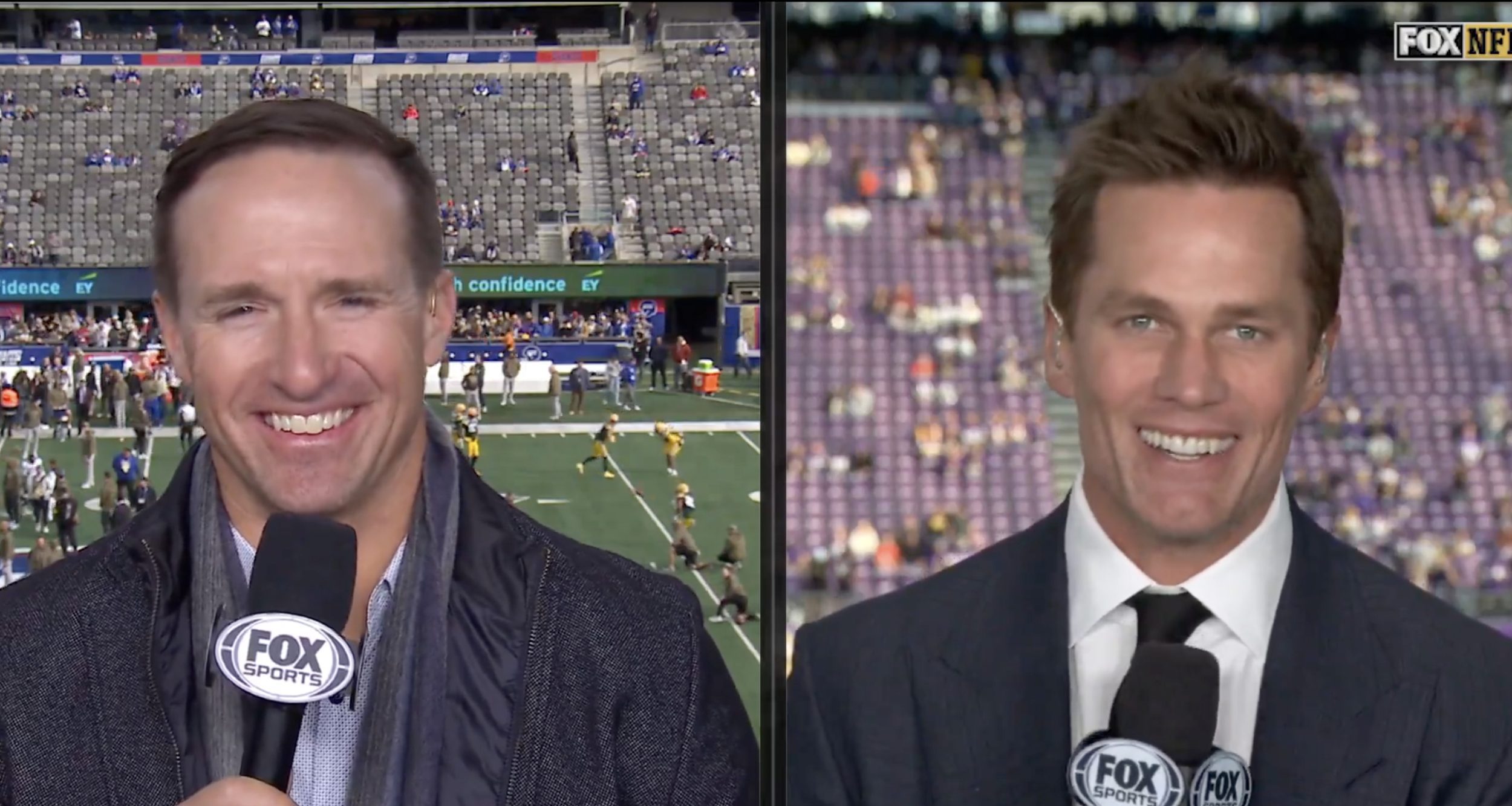 Tom Brady and Drew Brees during Fox's NFL pregame show in Week 11.