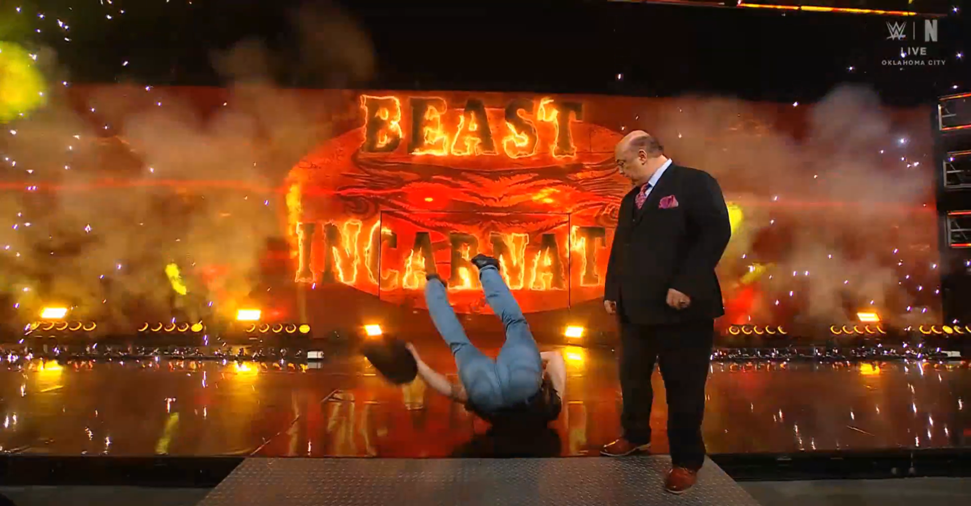 Brock Lesnar totally wiped out during his entrance on ‘WWE Raw’