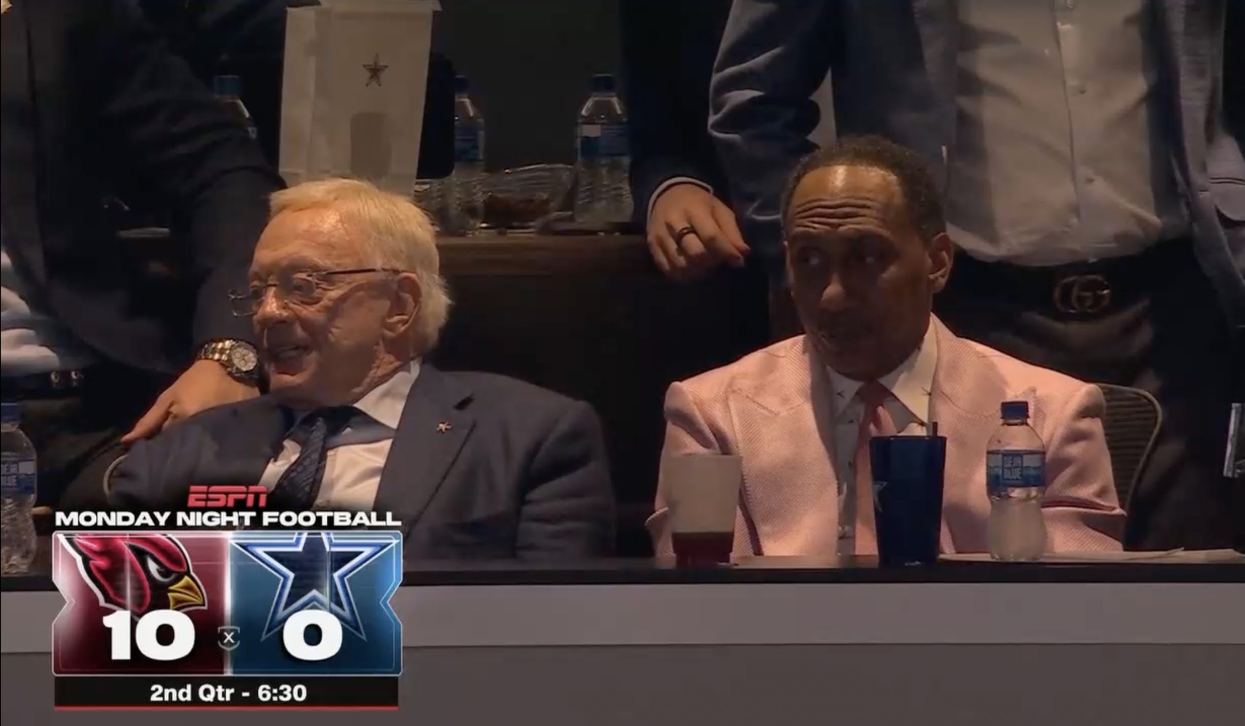 Stephen A. Smith joins Jerry Jones in Cowboys suite, Joe Buck mocks