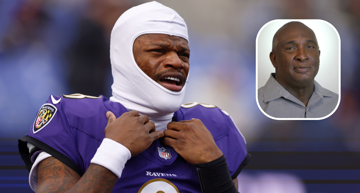 Dec 7, 2025; Baltimore, Maryland, USA; Baltimore Ravens quarterback Lamar Jackson (8) looks on during warmups before the game between the Pittsburgh Steelers and Baltimore Ravens at M&T Bank Stadium. Mandatory Credit: Peter Casey-Imagn Images