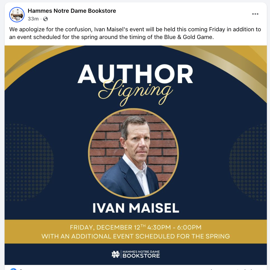 Notre Dame bookstore temporarily postpones Ivan Maisel book event after playoff snub