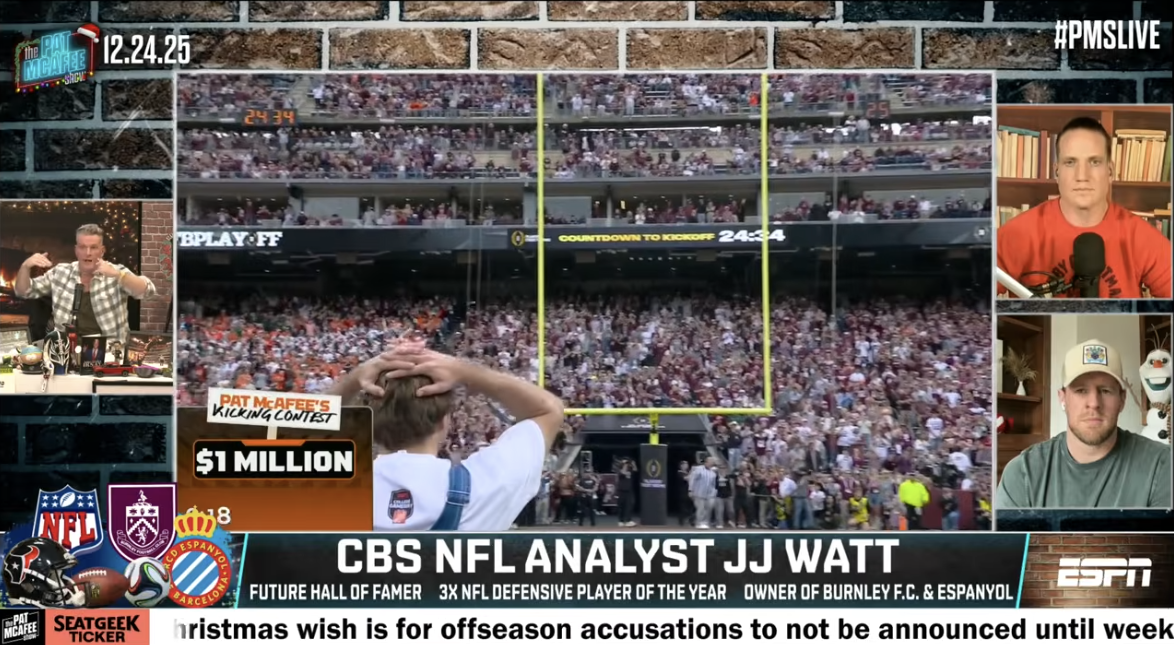 Pat McAfee J.J. Watt College GameDay kicking contest