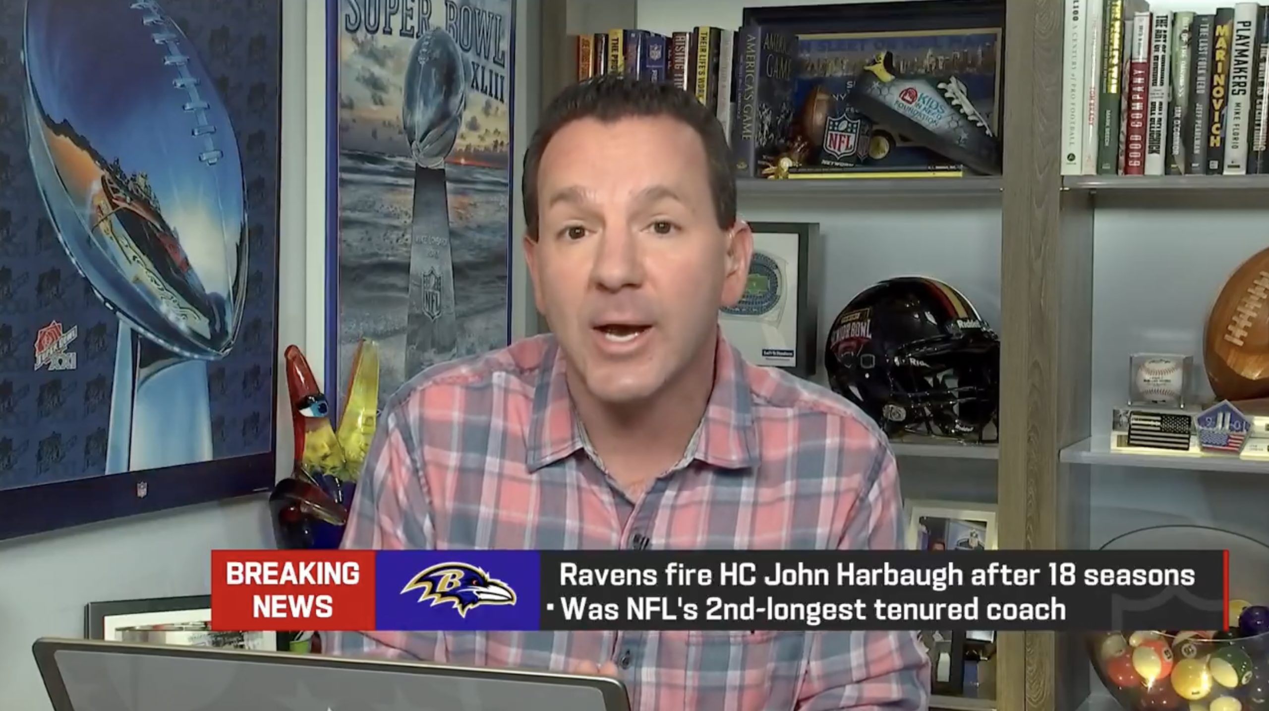 Ian Rapoport addresses the Baltimore Ravens' decision to fire head coach John Harbaugh. Photo Credit: NFL Network