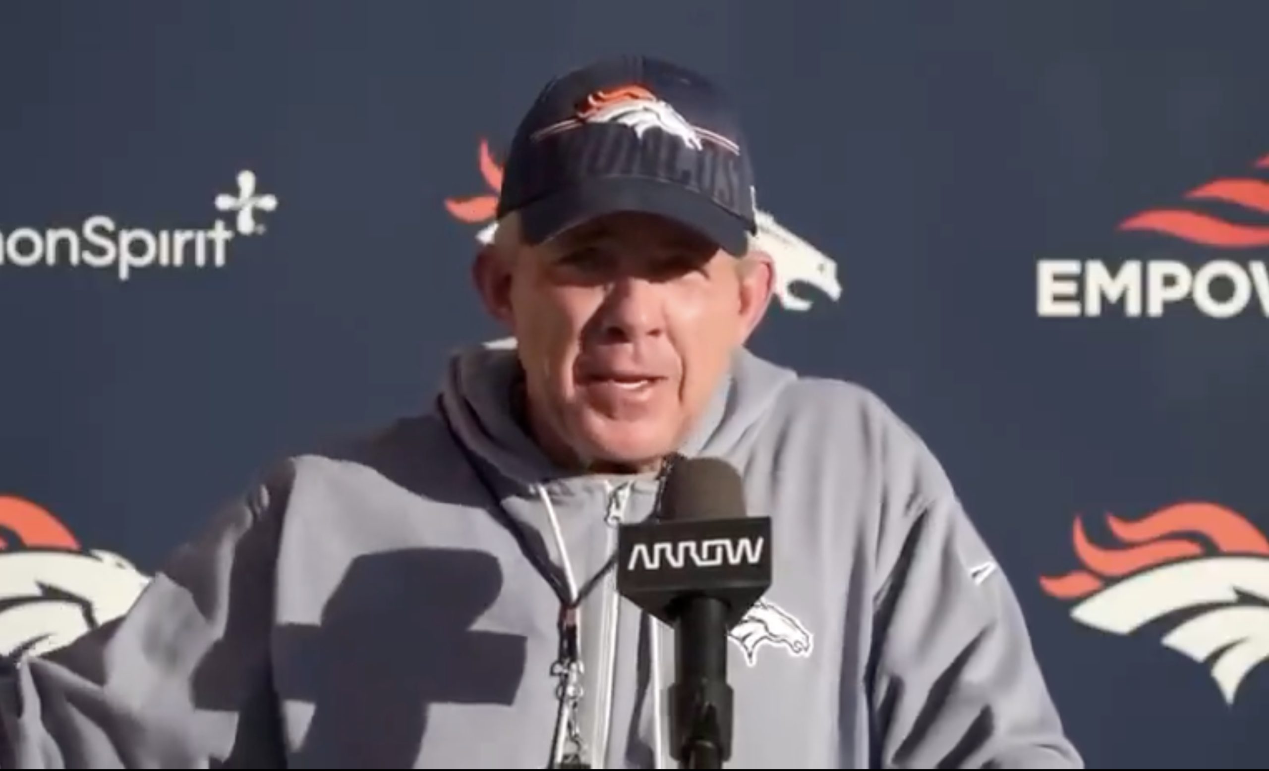 Denver Broncos head coach Sean Payton calls New Year's Eve the "most overrated holiday" during a press conference. Photo Credit: Denver Broncos; Ari Meirov on X