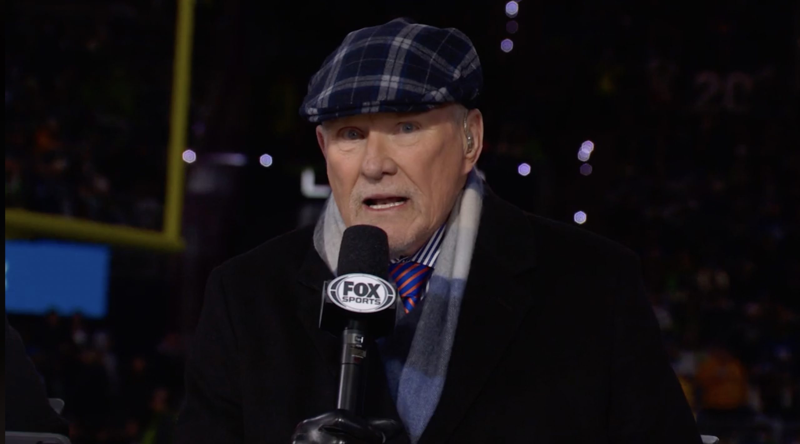 NFL on Fox analyst Terry Bradshaw is very confused during halftime of the Rams-Seahawks NFC Championship Game. Credit: Fox