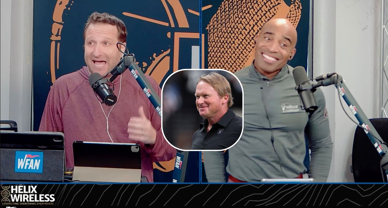 WFAN hosts Evan Roberts and Tiki Barber talk about Jon Gruden potentially replacing Aaron Glenn as New York Jets head coach. Credit: WFAN on YouTube