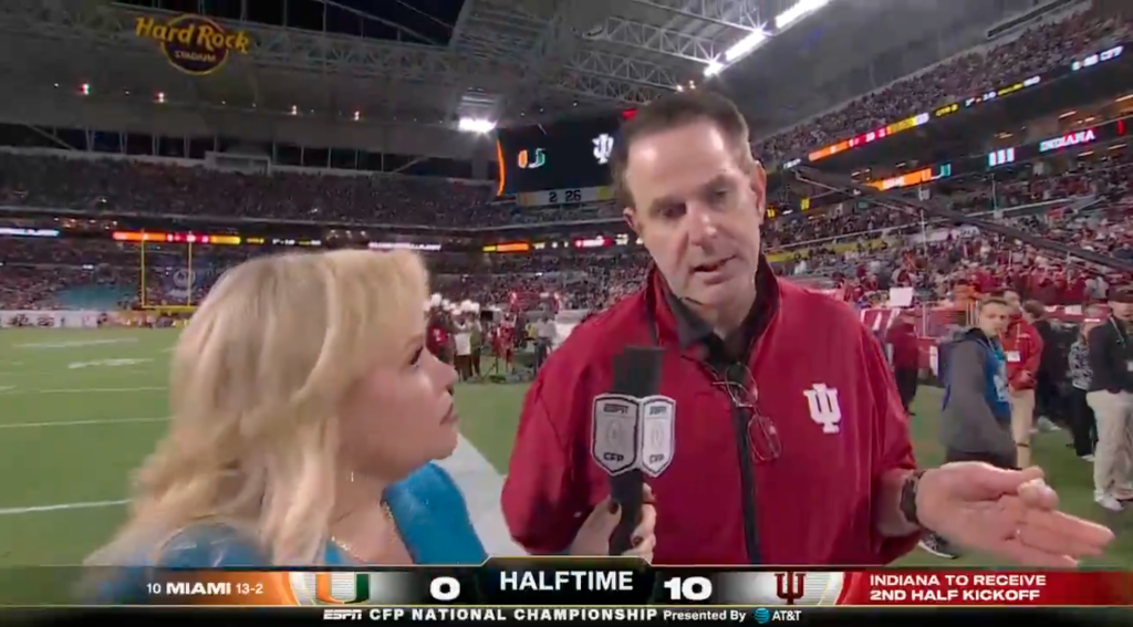Curt Cignetti trashes CFP officiating during in-game interview with ESPN’s Holly Rowe