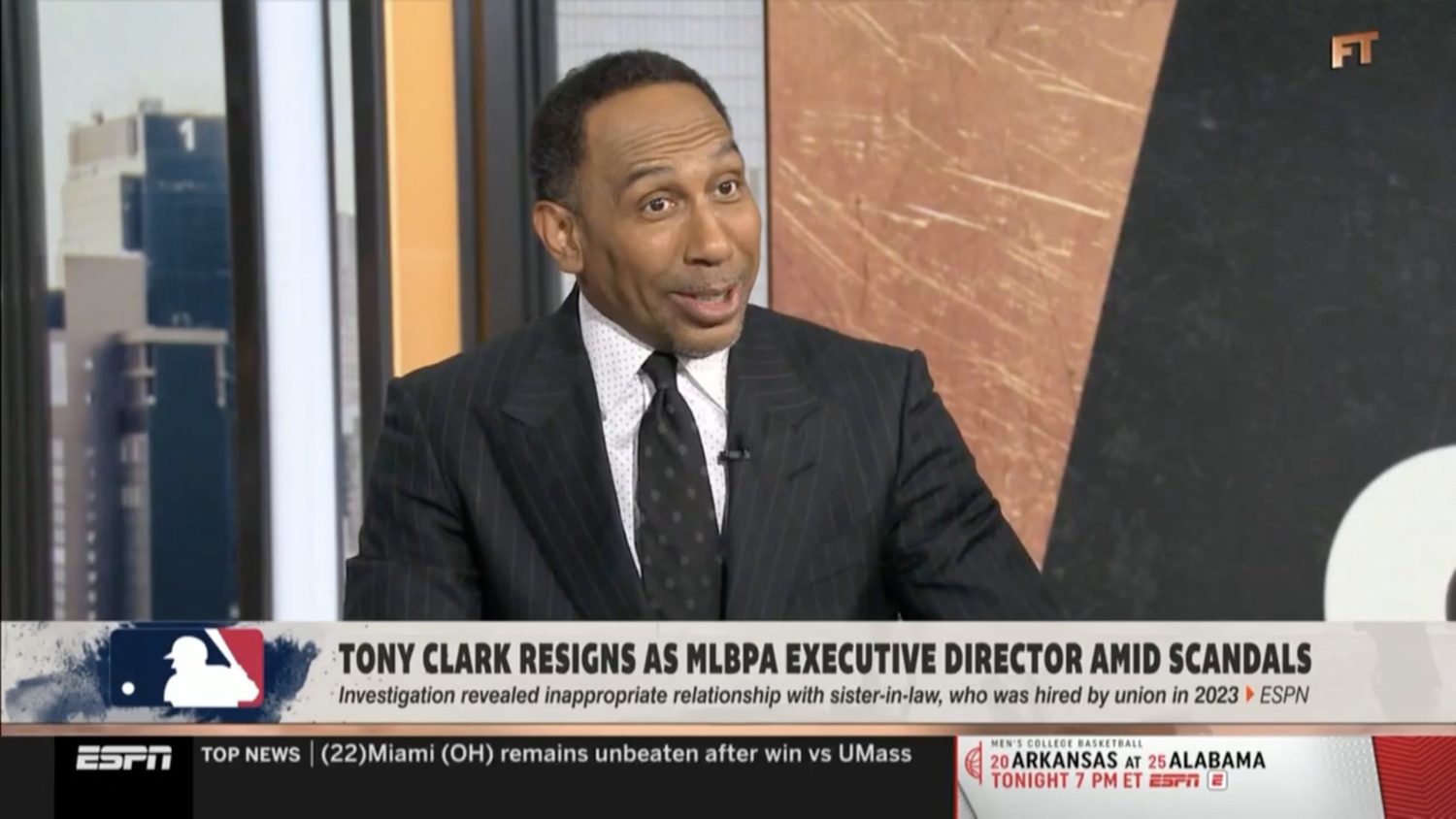 Stephen A. Smith discusses Tony Clark situation on First Take