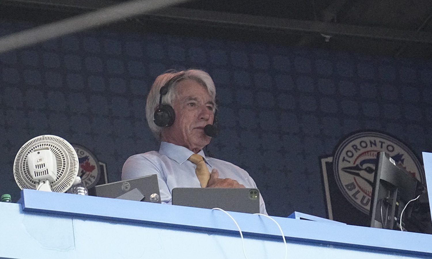 Jul 26, 2022; Toronto, Ontario, CAN; Toronto Blue Jays broadcaster Buck Martinez after a tribute for his return to the booth for a game against the St. Louis Cardinals at Rogers Centre after receiving cancer treatment.