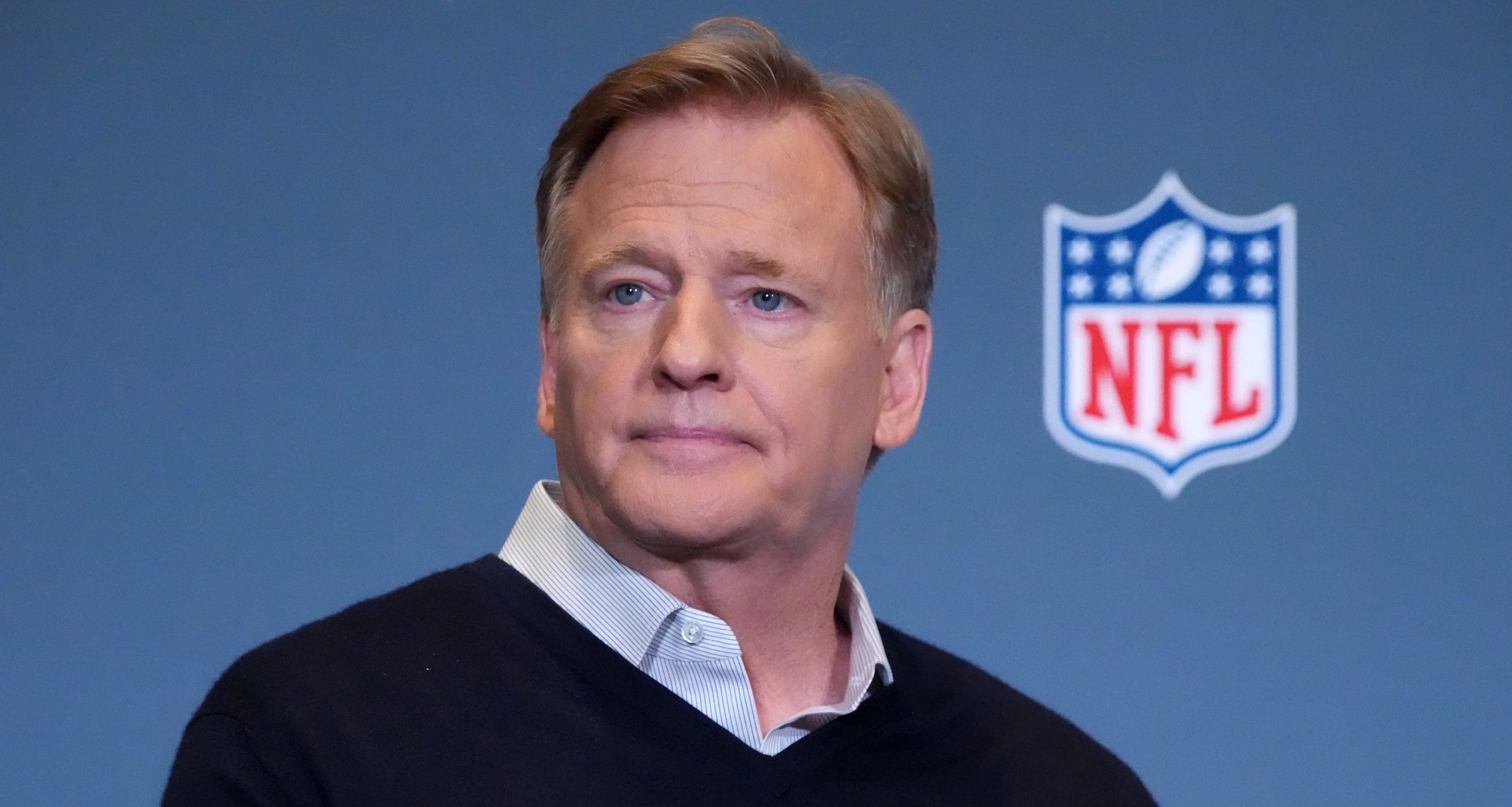 NFL Commissioner Roger Goodell speaks to the media