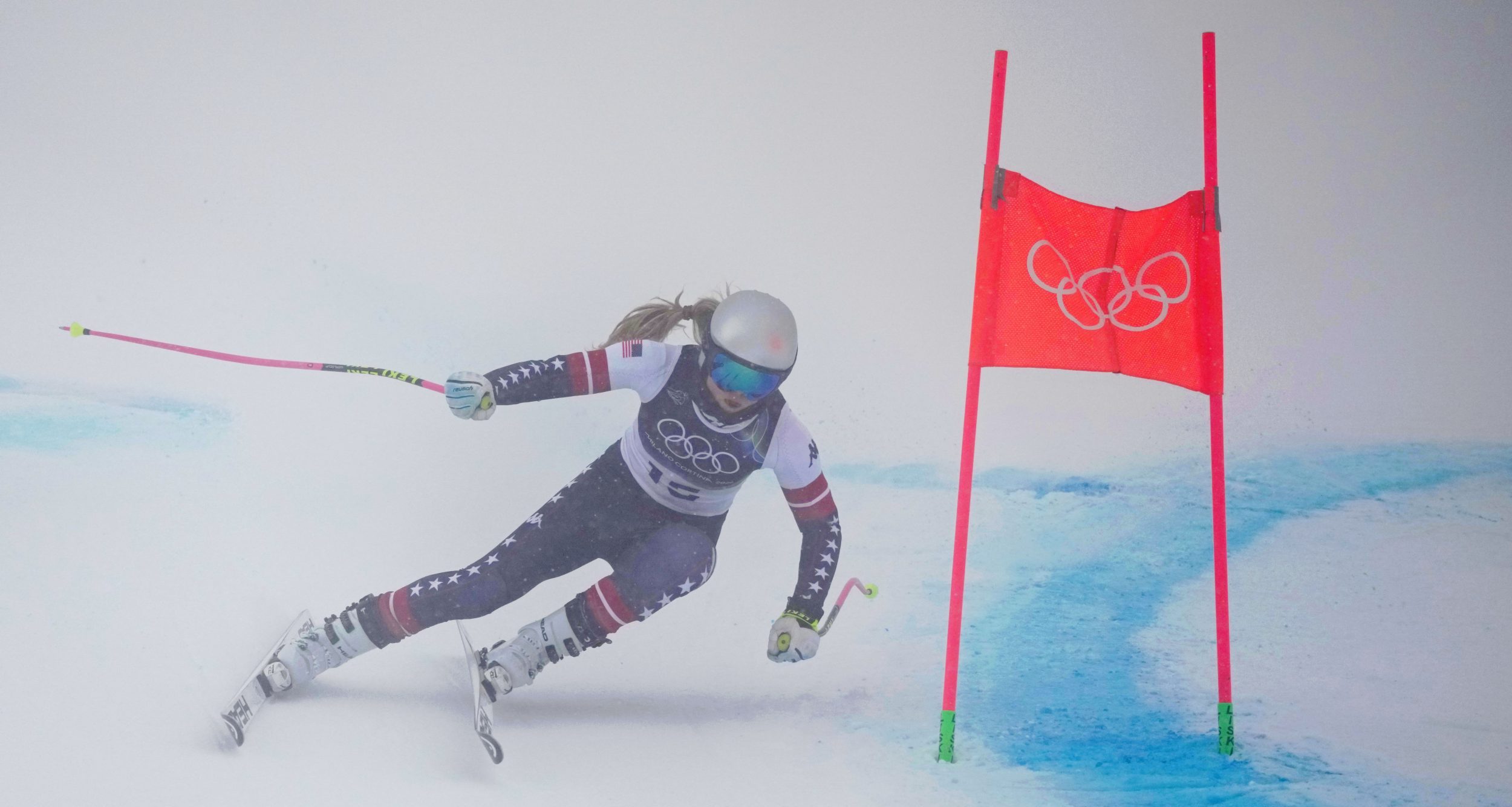 Feb 7, 2026; Cortina d'Ampezzo, ITALY; Lindsey Vonn of the United States during women's alpine skiing downhill training the Milano Cortina 2026 Olympic Winter Games at Tofane Alpine Skiing Centre.