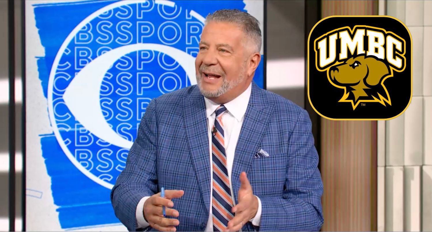 College basketball analyst Bruce Pearl on CBS. Credit: CBS; UMBC Athletics on X