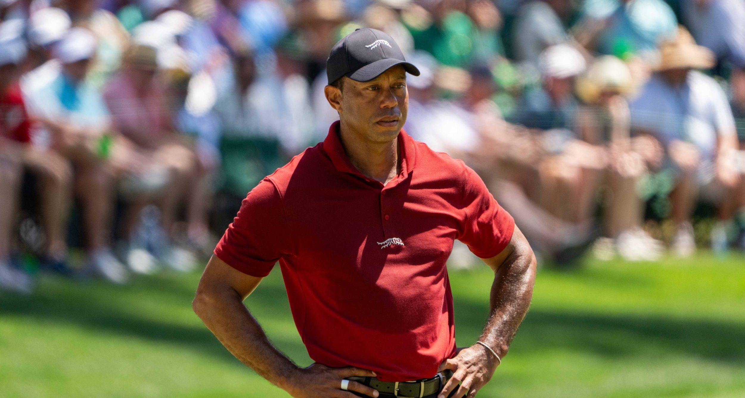 Tiger Woods stands on the 16th hole during the final round of the Masters Tournament