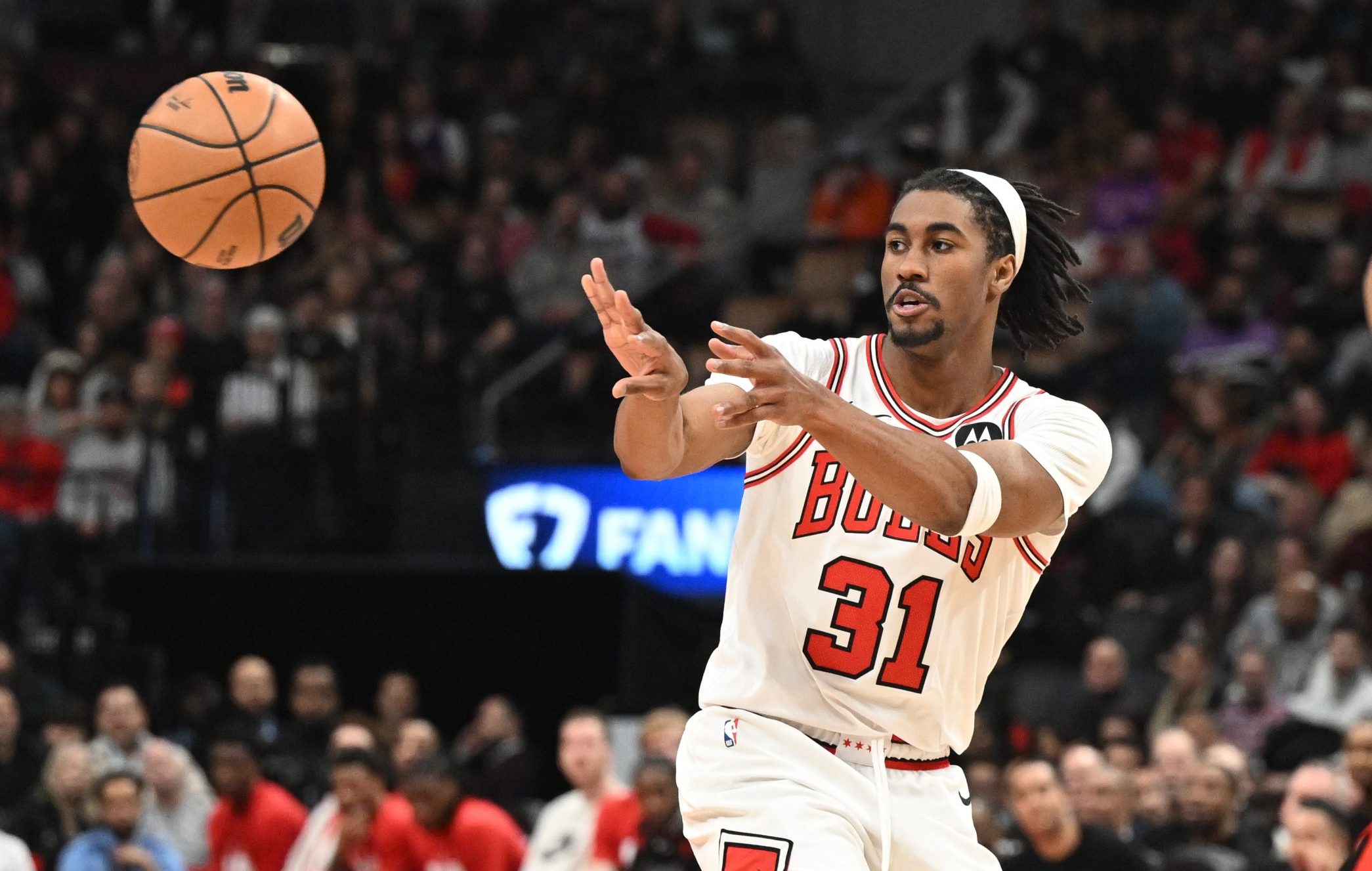 Chicago Bulls guard Jaden Ivey. He was eventually waived by the team after anti-LGBTQ+ comments. Credit: Dan Hamilton-Imagn Images