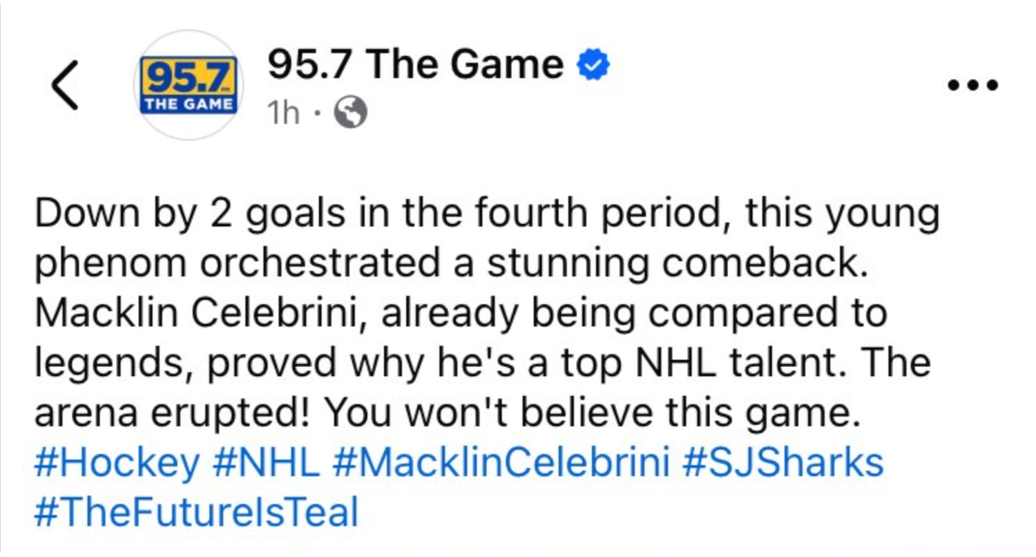 Bay Area radio station clowned for AI-generated ‘fourth period’ in Sharks coverage