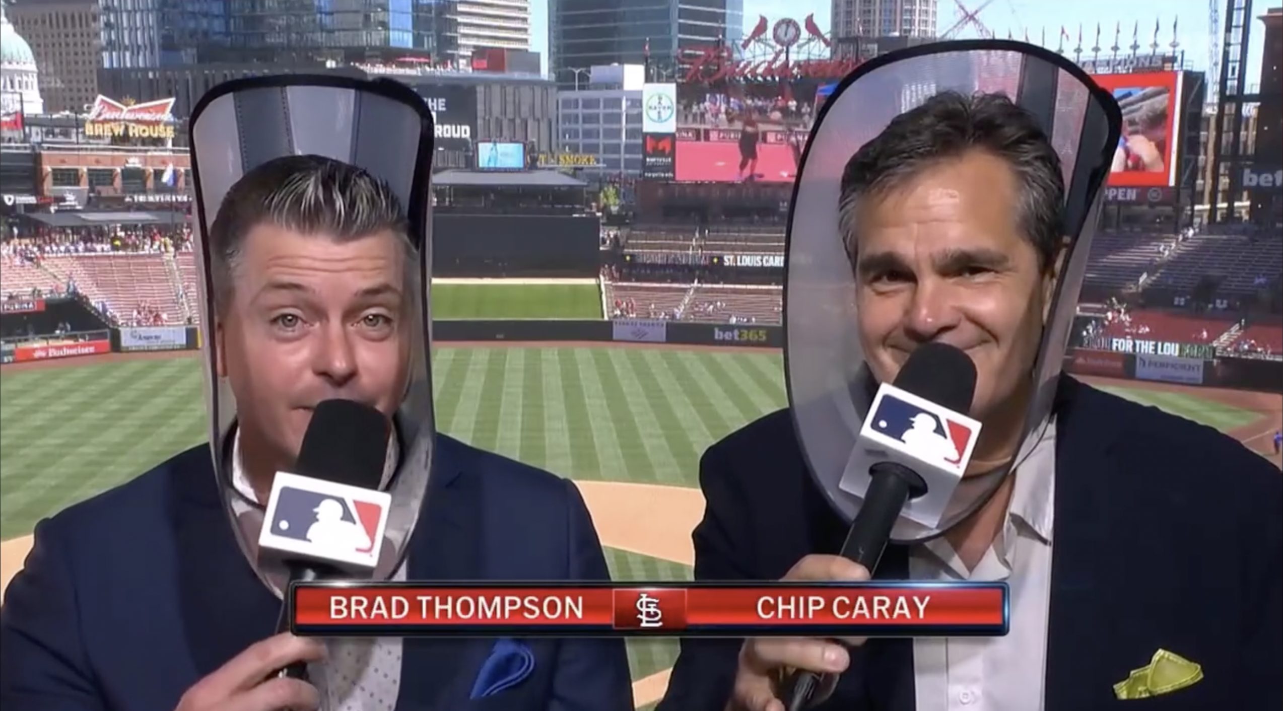 St. Louis Cardinals announcers wear cones of shame for dog day