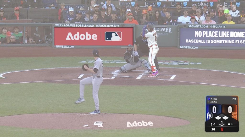 The Netflix MLB broadcast on Opening Night. Credit: Netflix