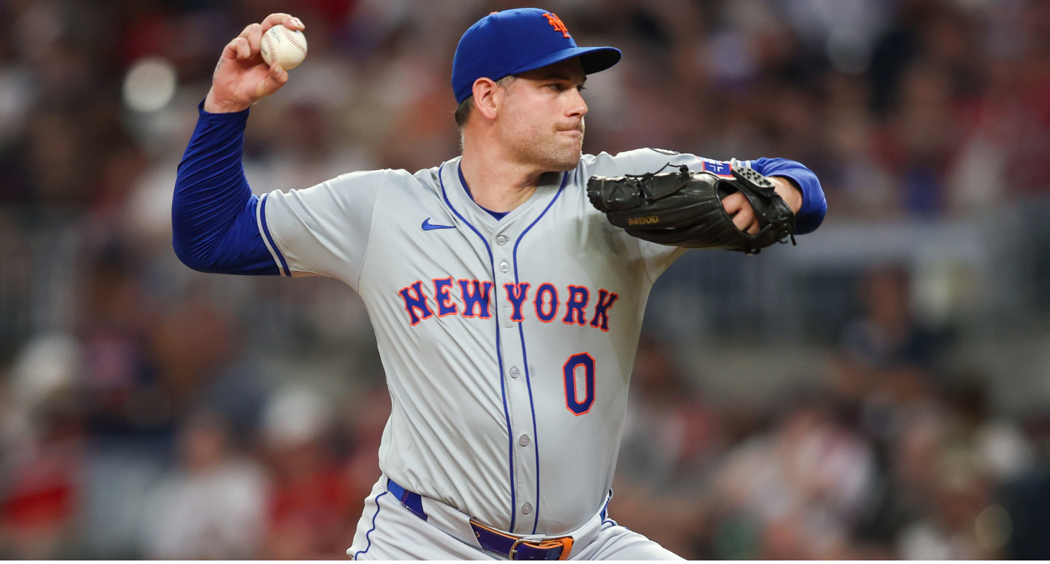 Sep 24, 2024; Atlanta, Georgia, USA; New York Mets relief pitcher Adam Ottavino (0) throws against the Atlanta Braves in the seventh inning at Truist Park. Mandatory Credit: Brett Davis-Imagn Images