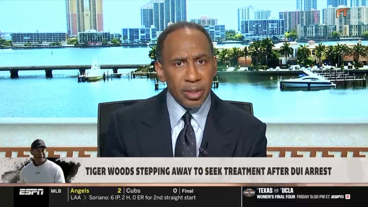Stephen A. Smith addresses Tiger Woods on First Take