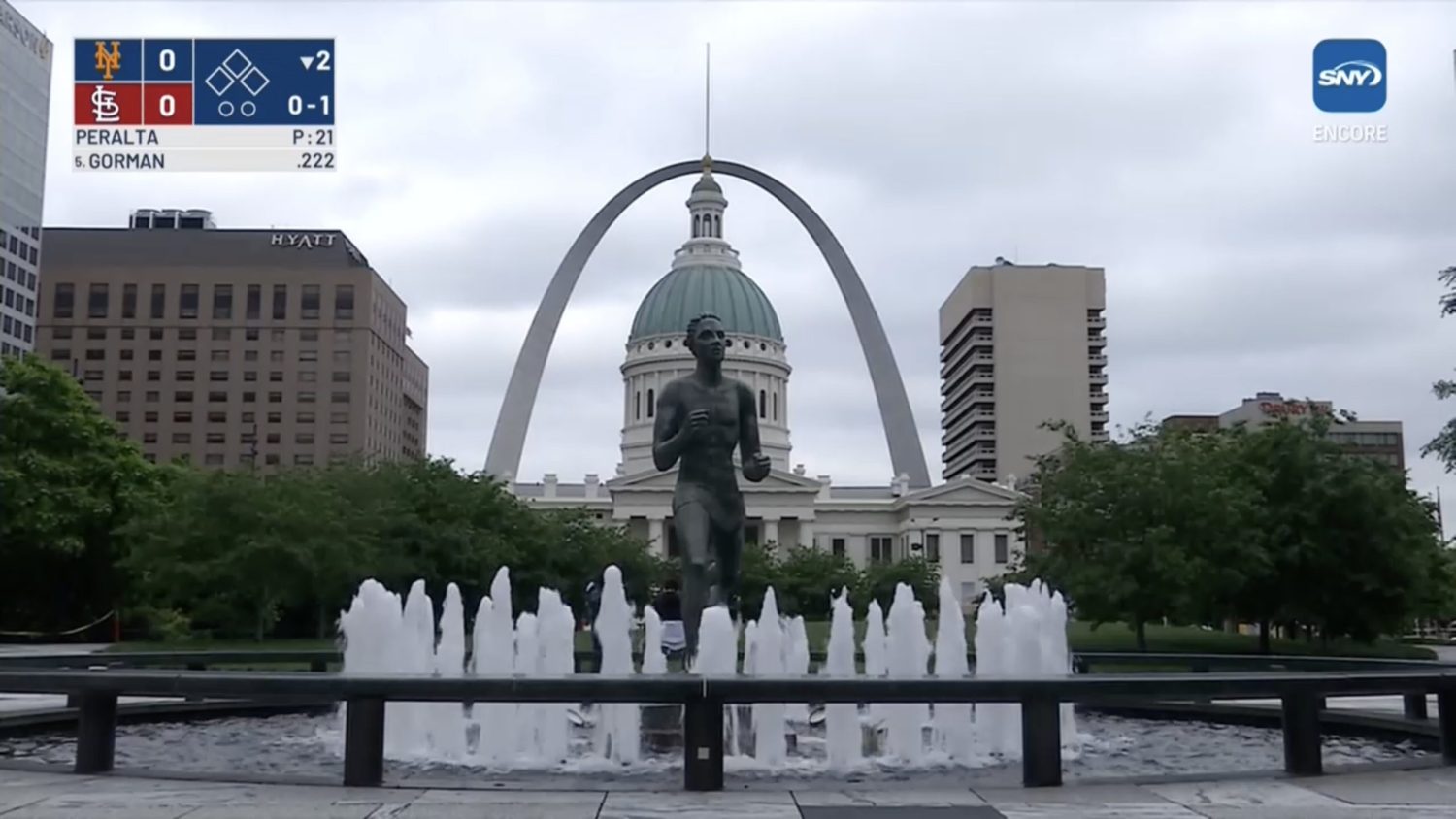 Kiener Memorial Fountain and Runner Statue in St. Louis