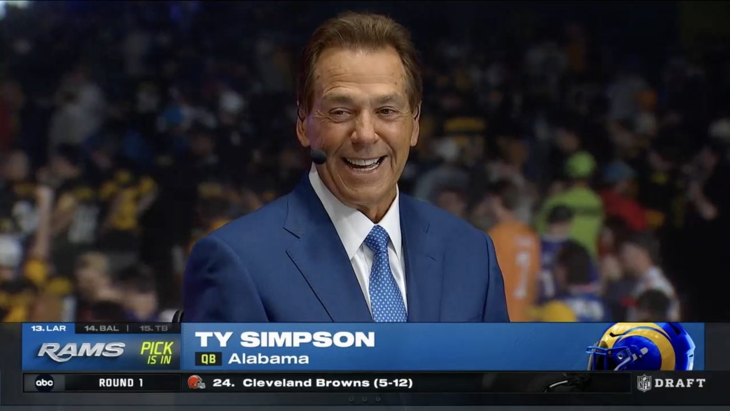 Nick Saban caught on hot mic shading Cowboys pick during NFL Draft