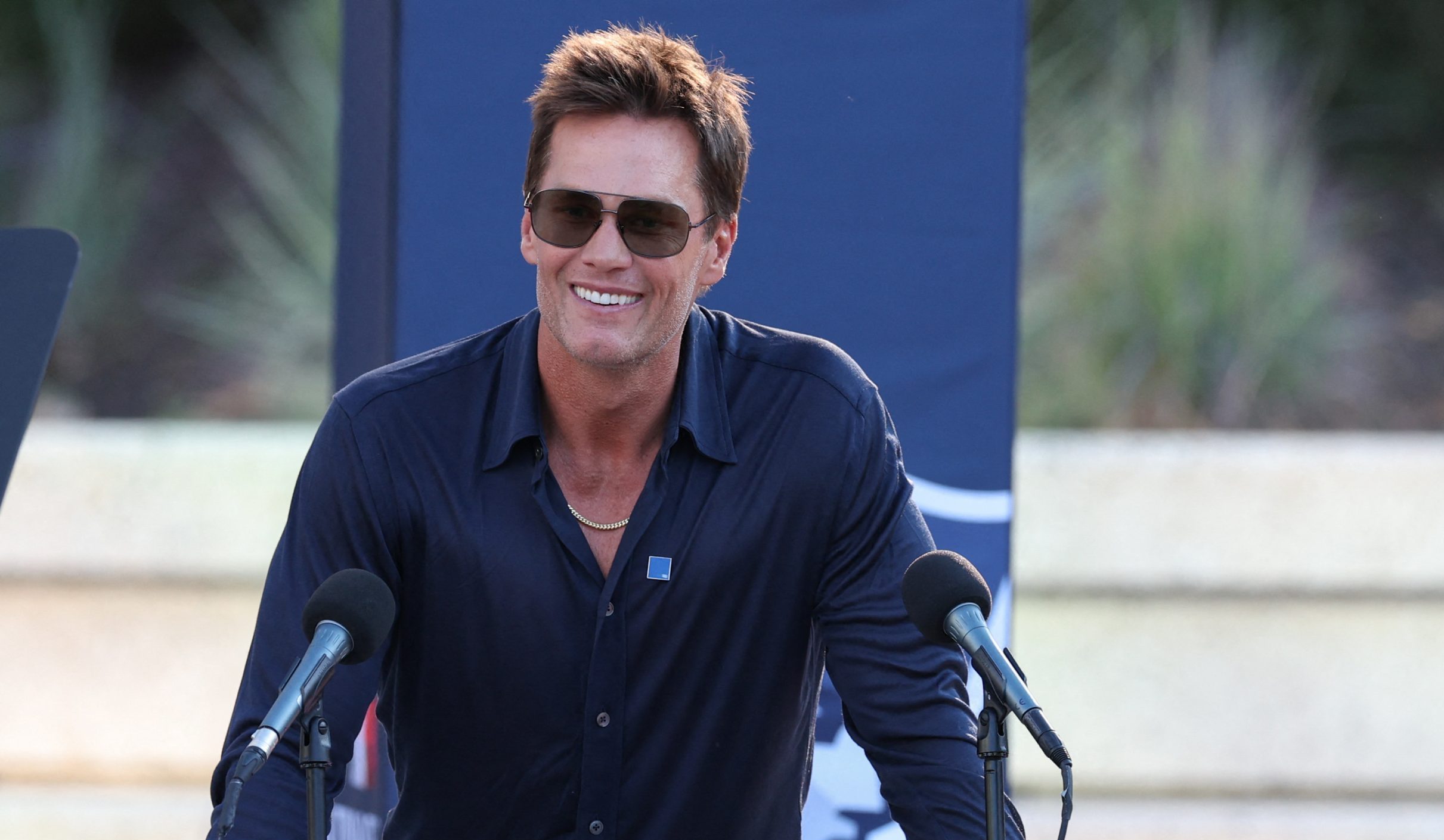 Tom Brady at the ceremony for the New England Patriots unveiling his statue in Foxborough. Credit: Paul Rutherford-Imagn Images