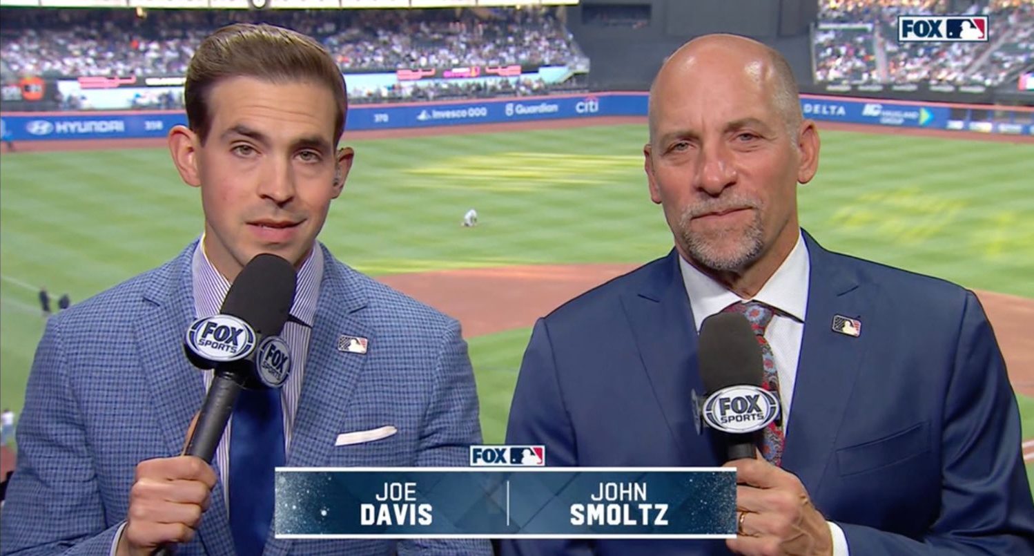 Joe Davis and John Smoltz on the MLB on Fox call. Credit: Fox
