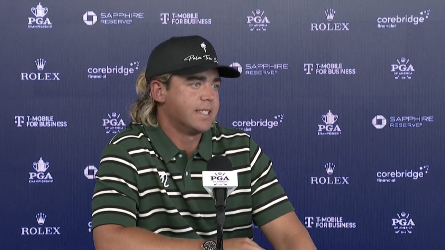 Garrick Higgo addresses being late for PGA Championship