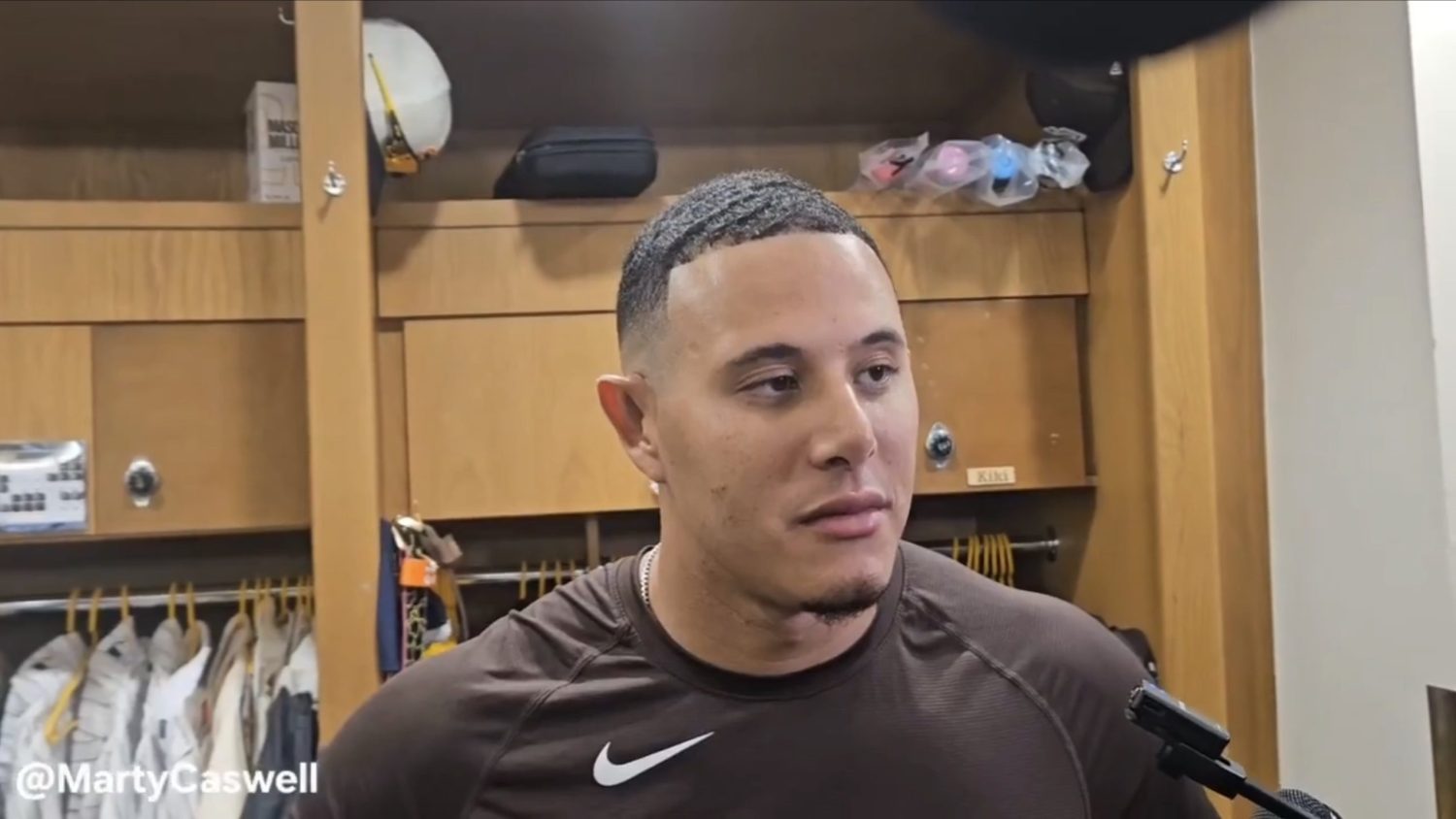 Manny Machado with San Diego Padres reporters