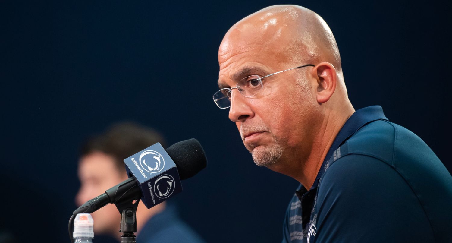 Penn State football head coach James Franklin takes a question during a press conference at football media day in Beaver Stadium on Saturday, August 3, 2024, in State College.