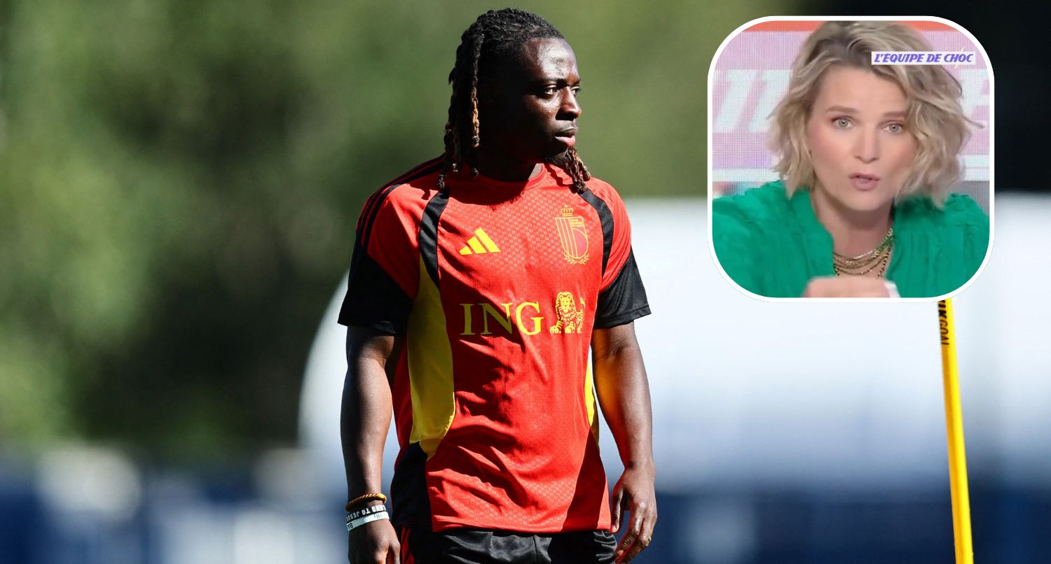 Main: Soccer Football - FIFA World Cup 2026 - Belgium Training - Seattle Sounders FC Performance Centre and Clubhouse, Renton, Washington, U.S. - June 17, 2026 Belgium's Jeremy Doku during training Small: France Pierron speaking on L'Equipe