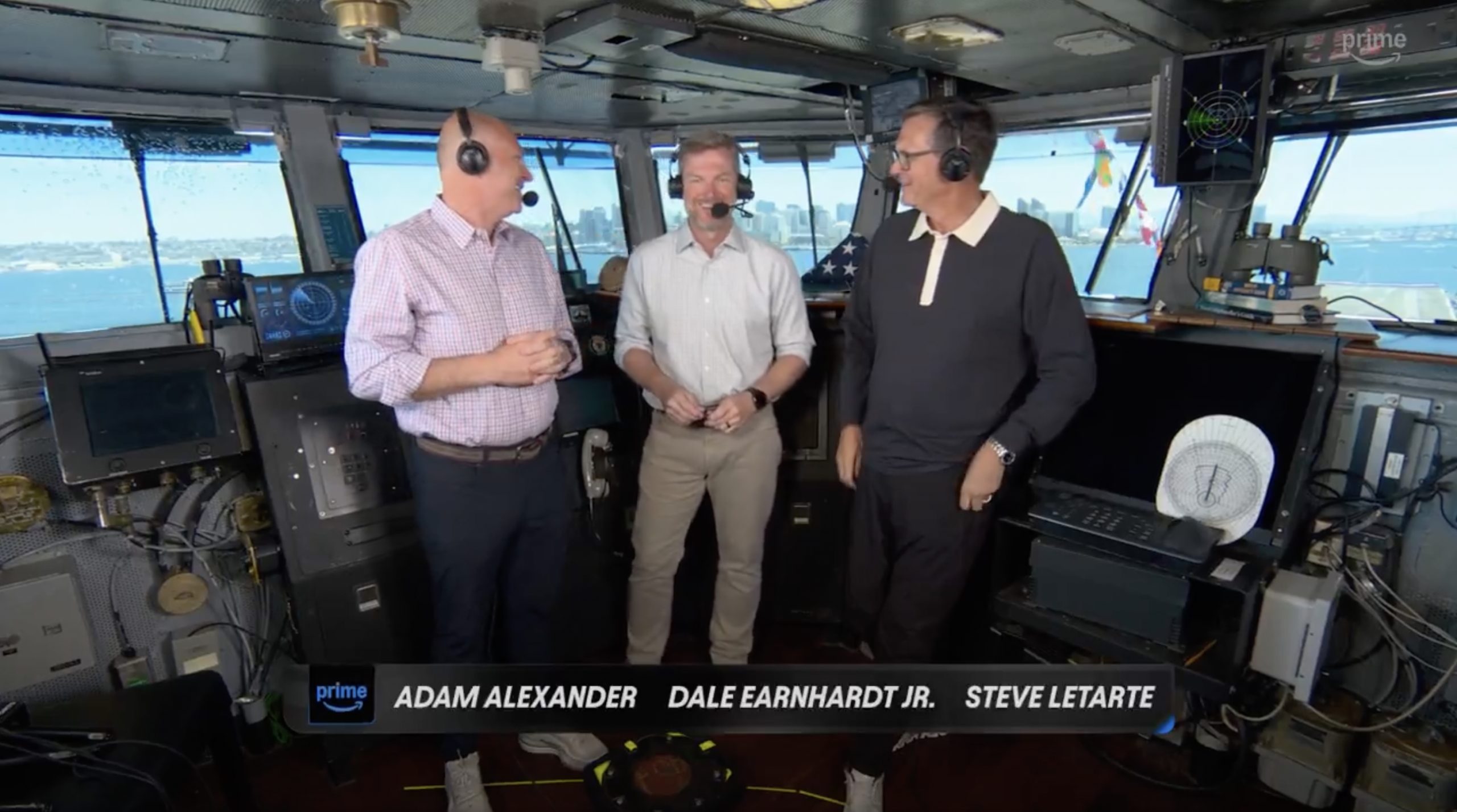 NASCAR on Prime broadcast crew set up on USS Carl Vinson for San Diego race