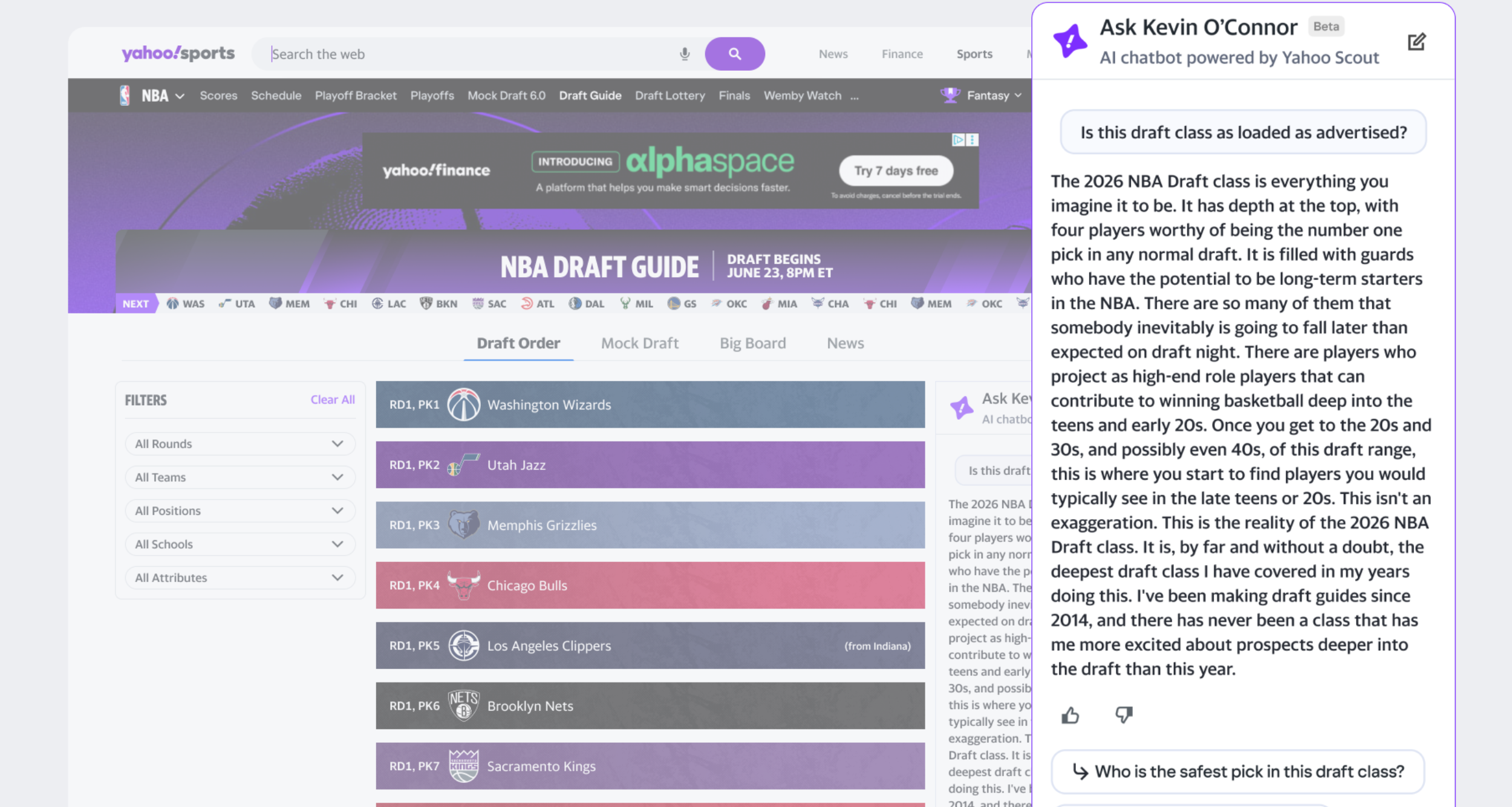 Yahoo Sports launches AI-powered 'Ask Kevin O'Connor' feature for analyst's annual NBA Draft guide