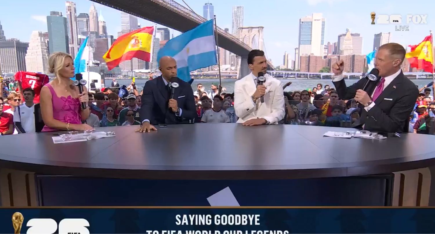 Alexi Lalas speaks during the 2026 FIFA World Cup Final pregame.