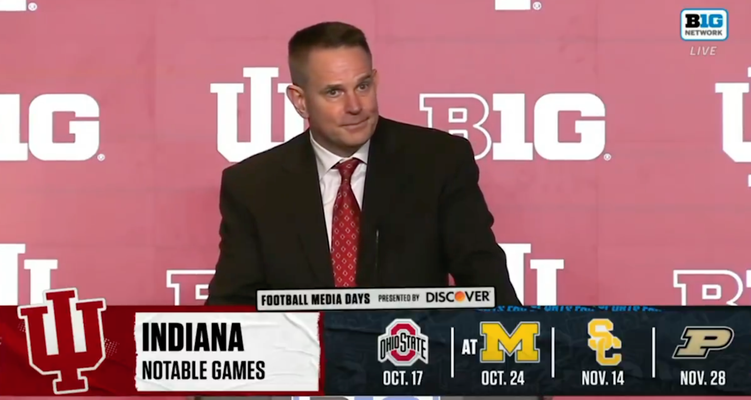 Curt Cignetti celebrated Big Ten media days by taking several shots at the SEC
