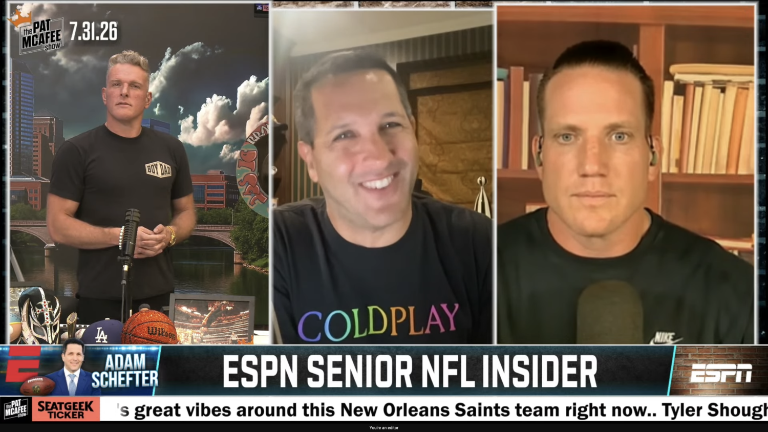 Adam Schefter breaks Tony Romo news to Pat McAfee
