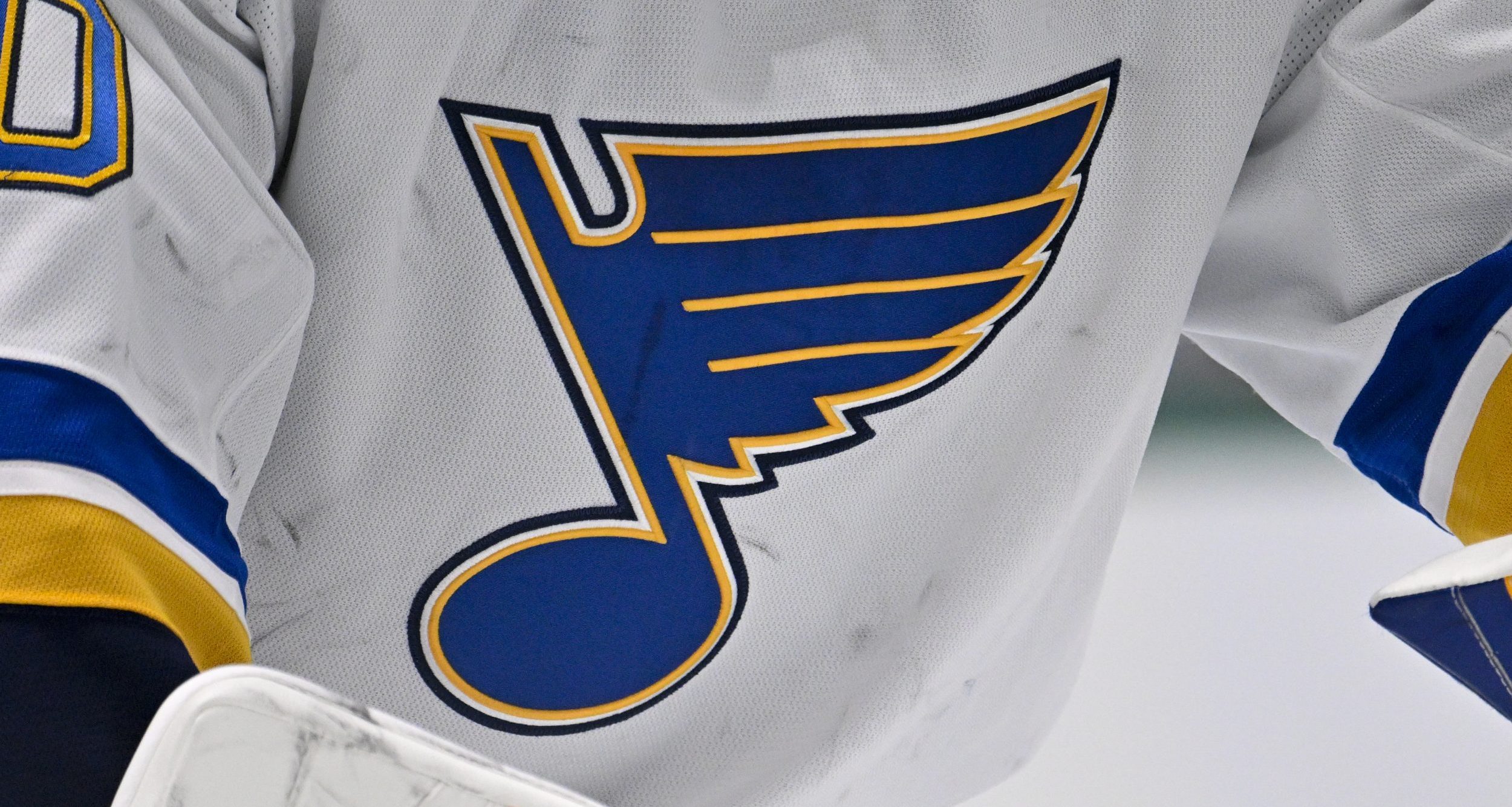 A view of the Blues logo on the jersey of St. Louis Blues