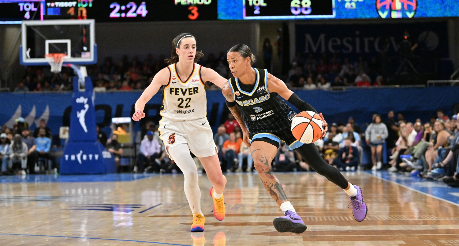 Caitlin Clark playing in the historic Fever-Sky matchup