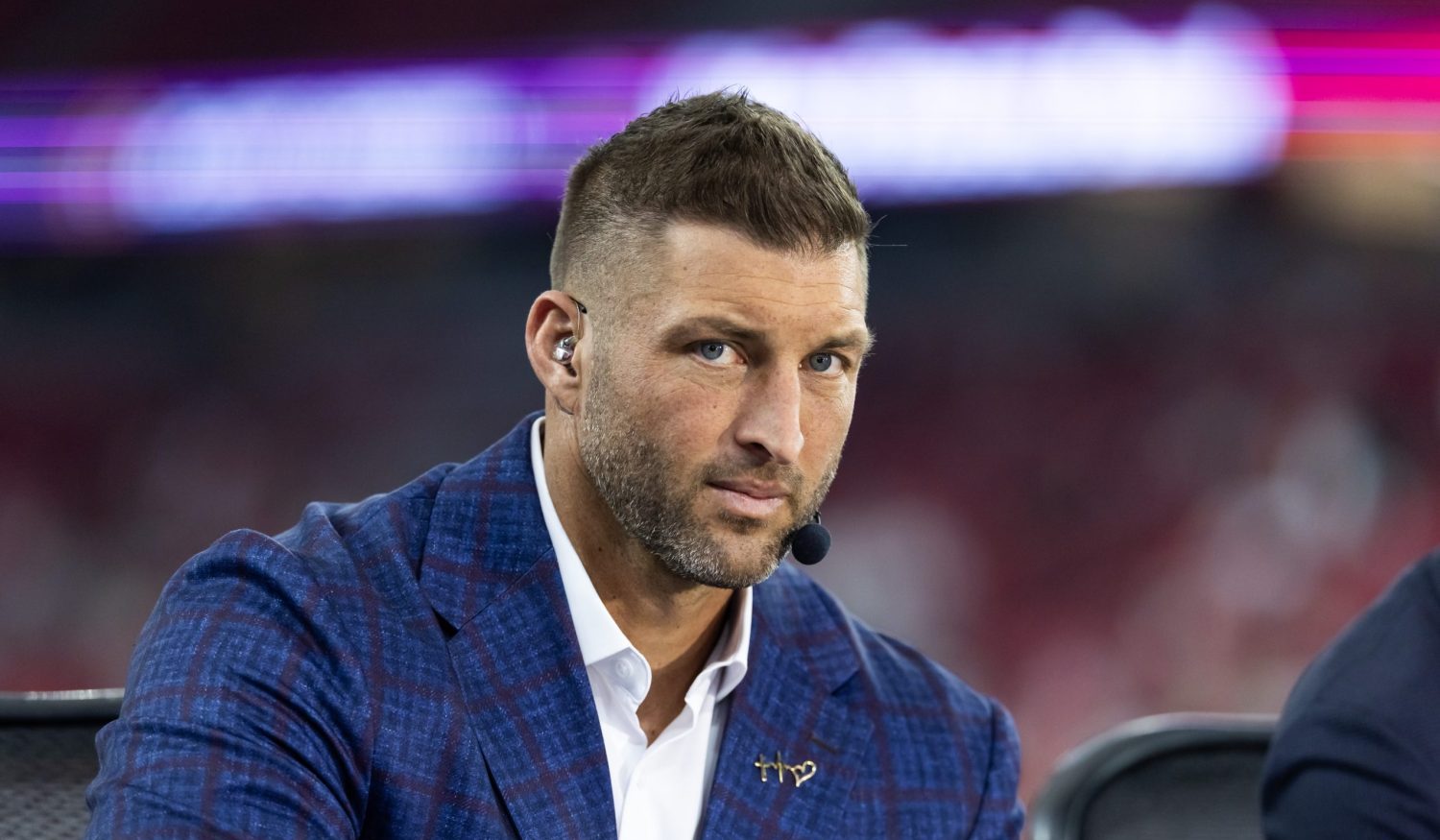 Jan 8, 2026; Glendale, AZ, USA; Tim Tebow in attendance of the Mississippi Rebels against the Miami Hurricanes in the 2026 Fiesta Bowl and semifinal game of the College Football Playoff at State Farm Stadium.