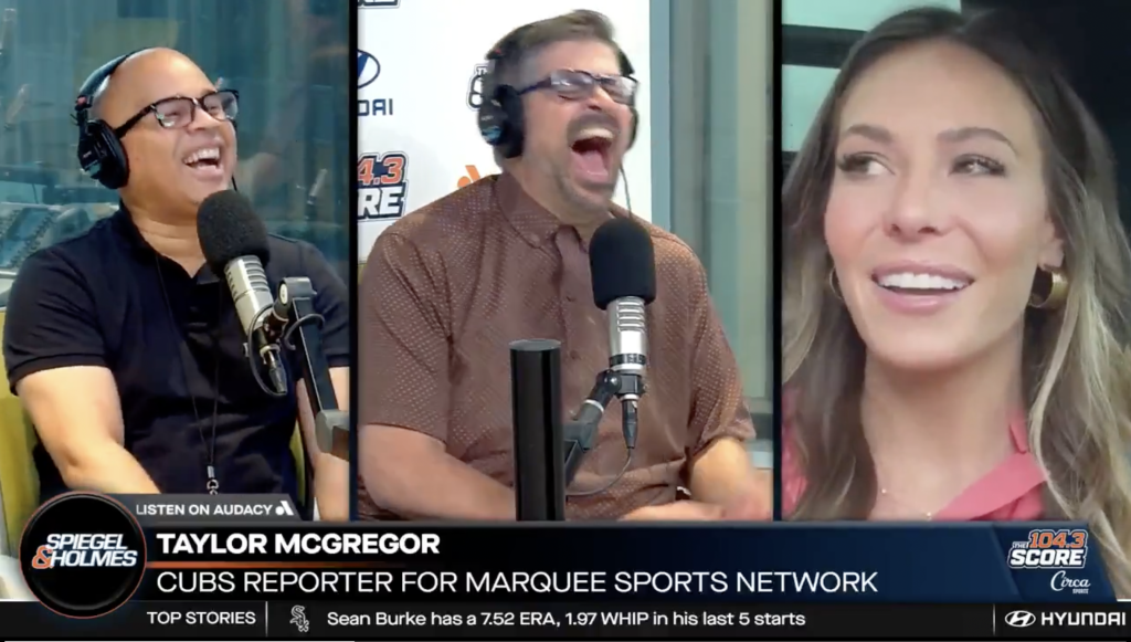 Taylor McGregor gets yelled at by security guard during live interview