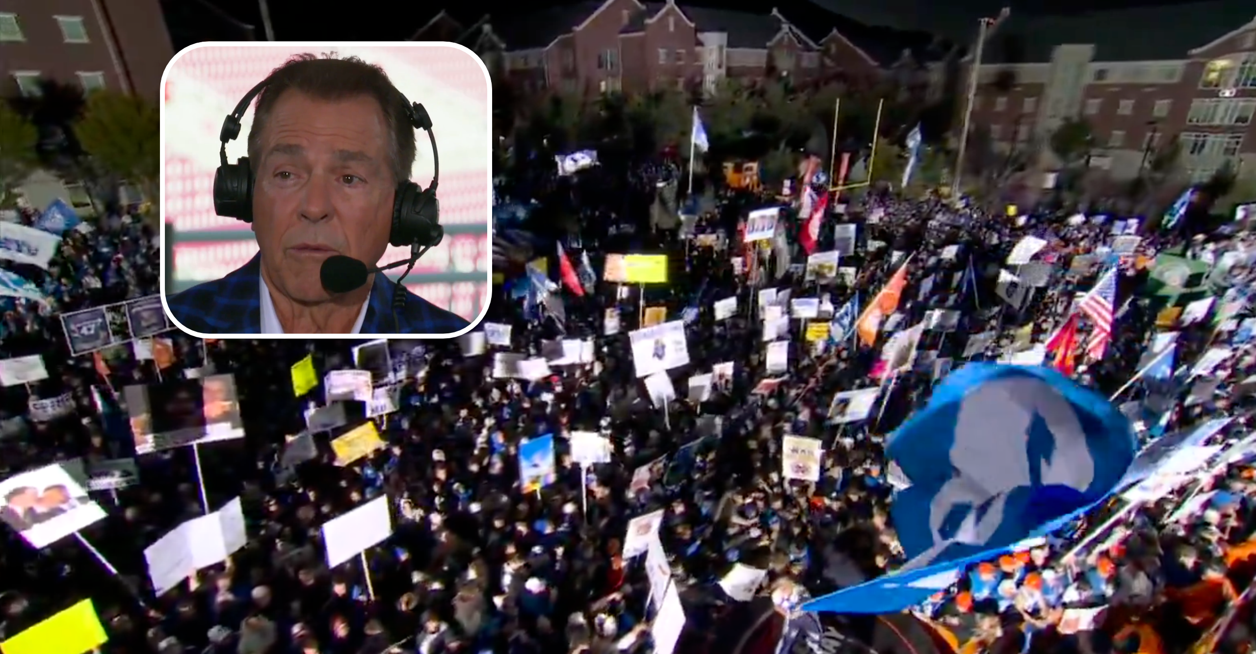Nick Saban praises BYU crowd.