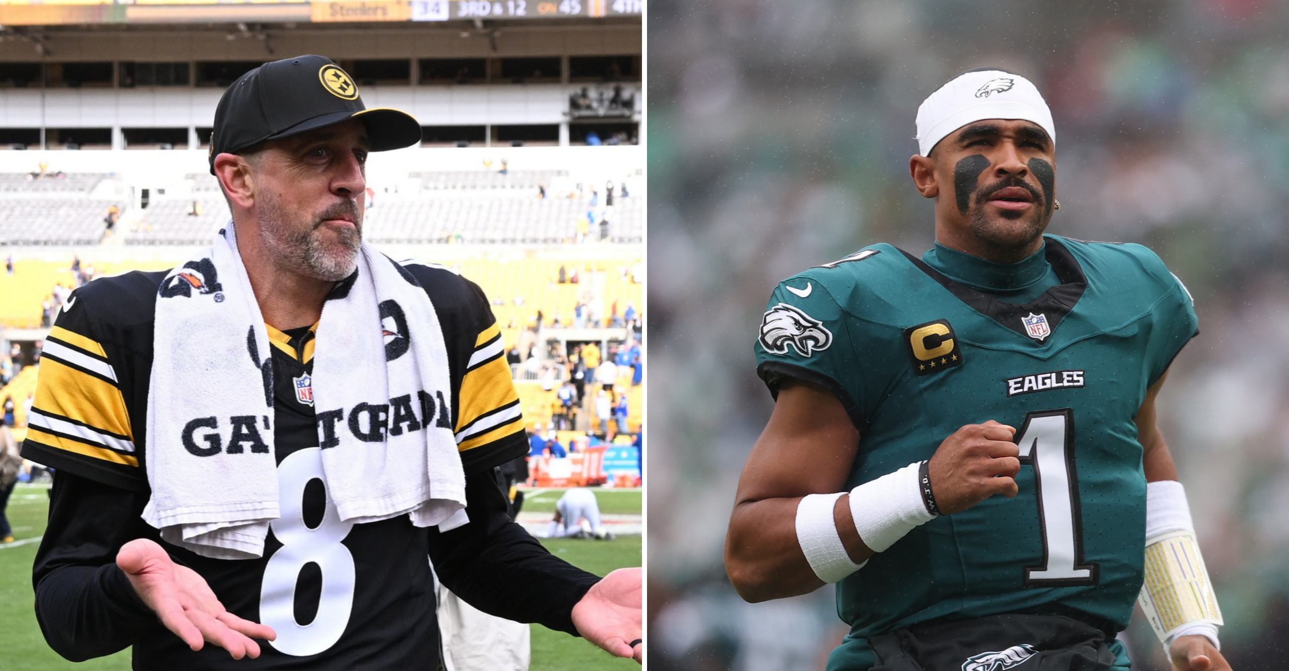 Aaron Rodgers and Jalen Hurts.